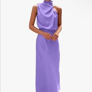 Elegant Mock Neck Lilac Dress